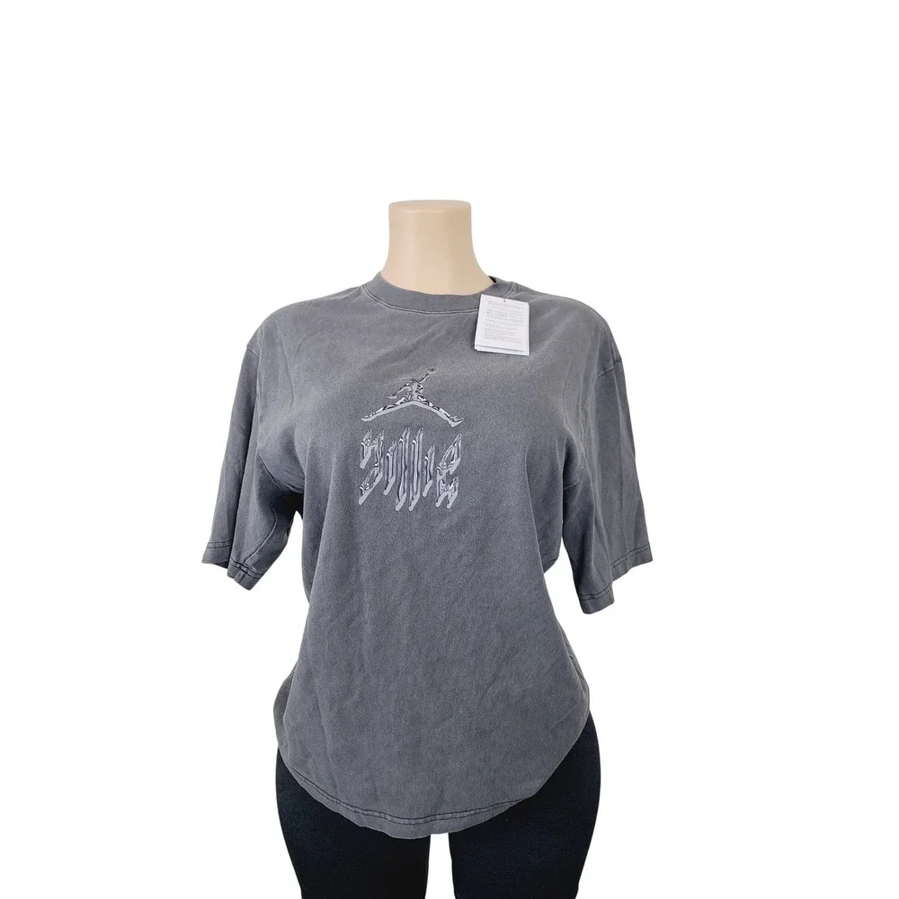 Jordan high-quality cotton Casual, Streetwear T-Shirt, Women's, Size S, Gray. KT